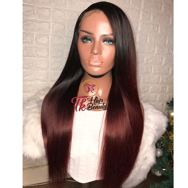 Black & burgundy luxury wig | wig store in the UK | Luxury wig store in USA | Luxury wig store in Canada