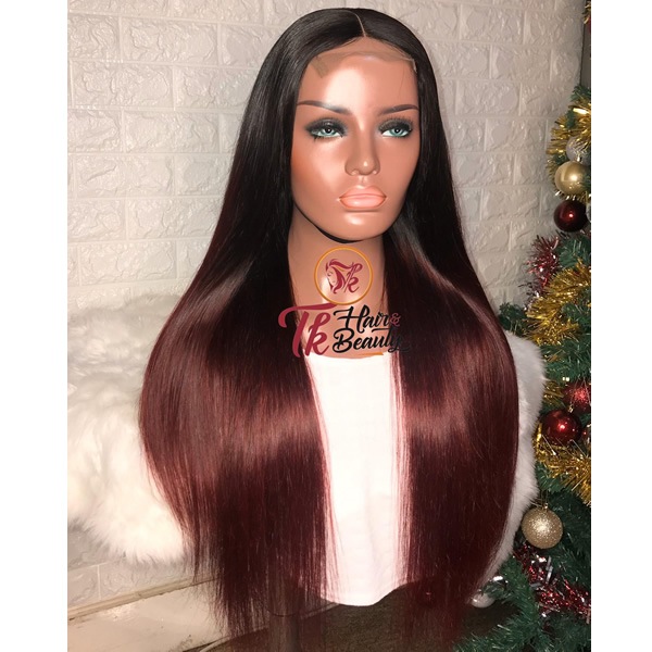 Black & burgundy luxury wig | wig store in the UK | Luxury wig store in USA | Luxury wig store in Canada